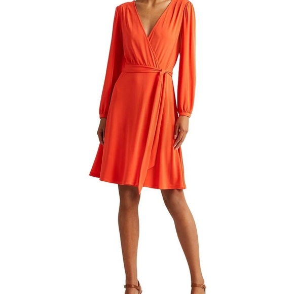 Ralph Lauren Long Drape Sleeve Surplice V-neck Wrap Jersey Dress Plus Size - Picture 6 of 13